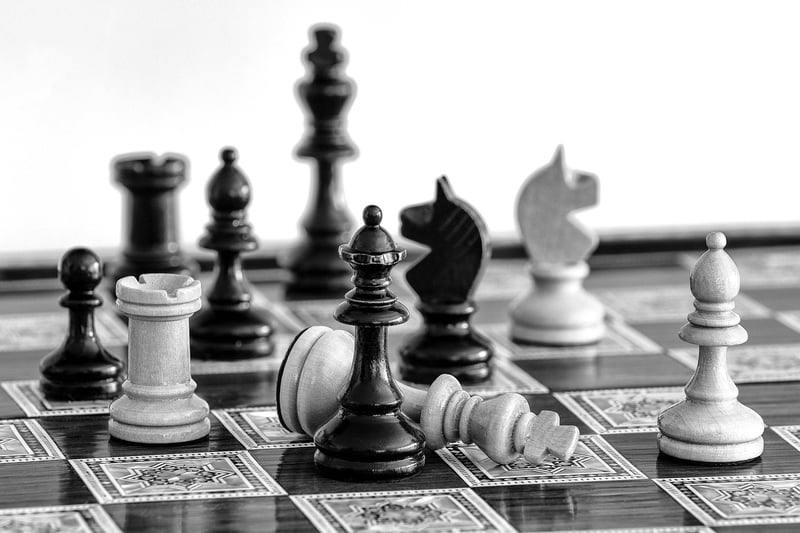 Chess pieces on a board